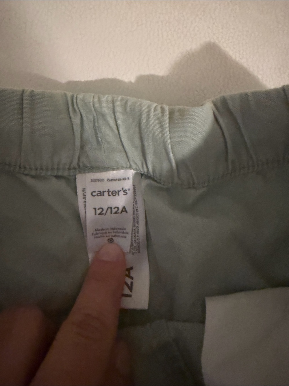 Carter's Light Sage Green Kids Sweatpants with Elastic Waistband